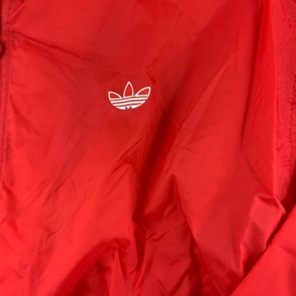 Adidas Mens Track Jacket Red White Full Zip Long Sleeves Mesh Lined Mock Neck L - Picture 2 of 7